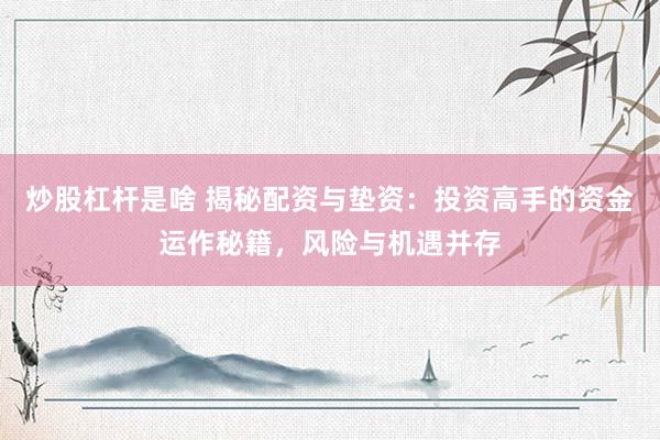 炒股杠杆是啥 揭秘配资与垫资：投资高手的资金运作秘籍，风险与机遇并存