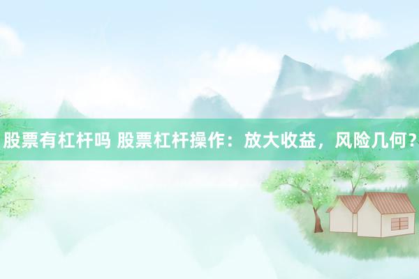 股票有杠杆吗 股票杠杆操作：放大收益，风险几何？