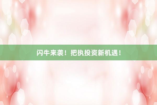 闪牛来袭！把执投资新机遇！