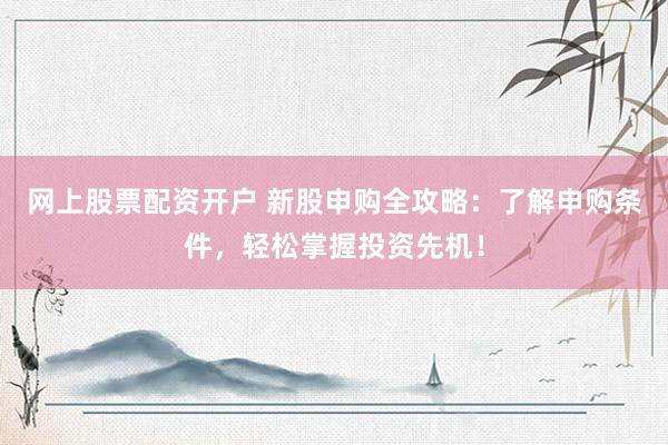 网上股票配资开户 新股申购全攻略：了解申购条件，轻松掌握投资先机！