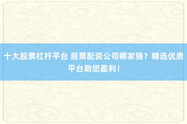 十大股票杠杆平台 股票配资公司哪家强？精选优质平台助您盈利！