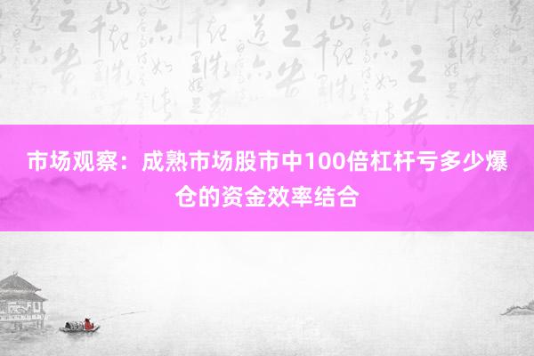 市场观察：成熟市场股市中100倍杠杆亏多少爆仓的资金效率结合
