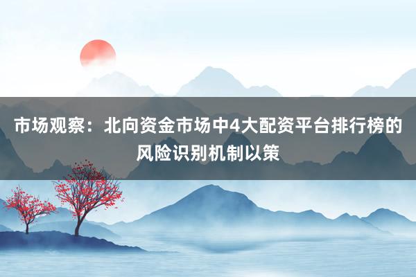 市场观察：北向资金市场中4大配资平台排行榜的风险识别机制以策
