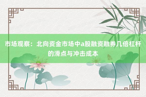 市场观察：北向资金市场中a股融资融券几倍杠杆的滑点与冲击成本