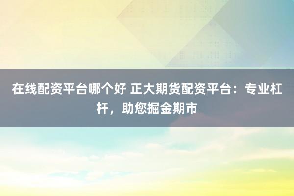 在线配资平台哪个好 正大期货配资平台：专业杠杆，助您掘金期市
